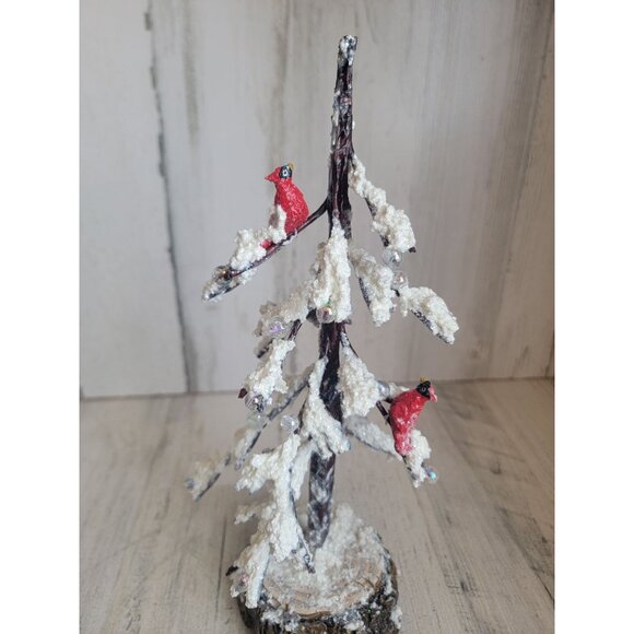 Pacific rim snow covered tree red cardinal bird Xmas decor - Picture 2 of 7